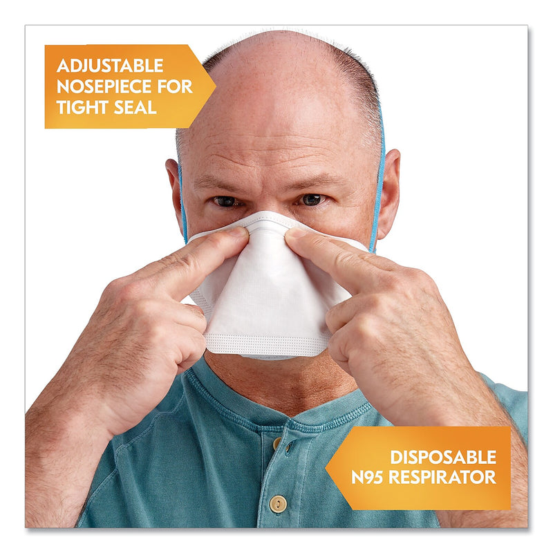 KleenGuard Disposable N95 Respirator, One Size, White, 20/Box (53899)
