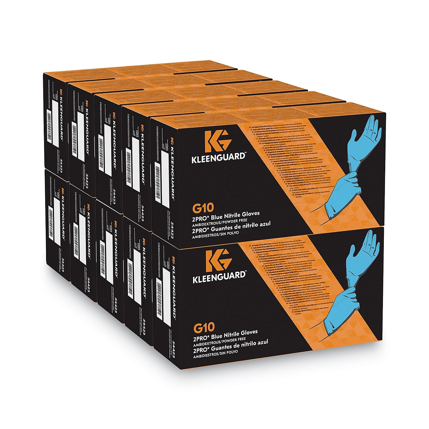 KleenGuard G10 2PRO Powder Free Nitrile Industrial Gloves, Latex Free, Large, Blue, 100/Box (54423)