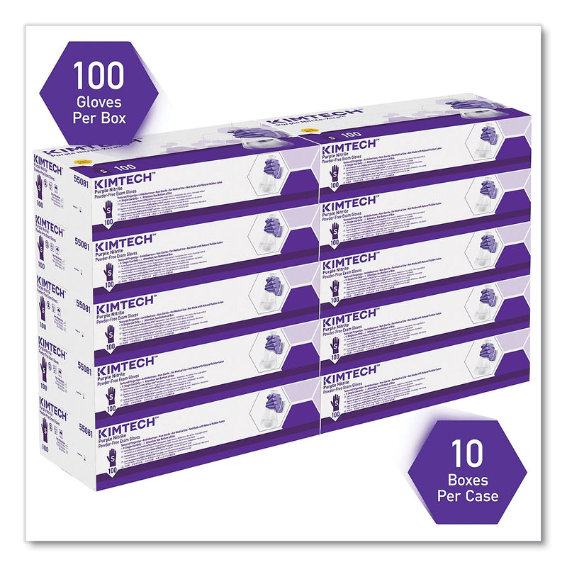 Kimtech Powder Free Nitrile Exam Gloves, Latex Free, Small, Purple, 1000/Carton (55081CT)