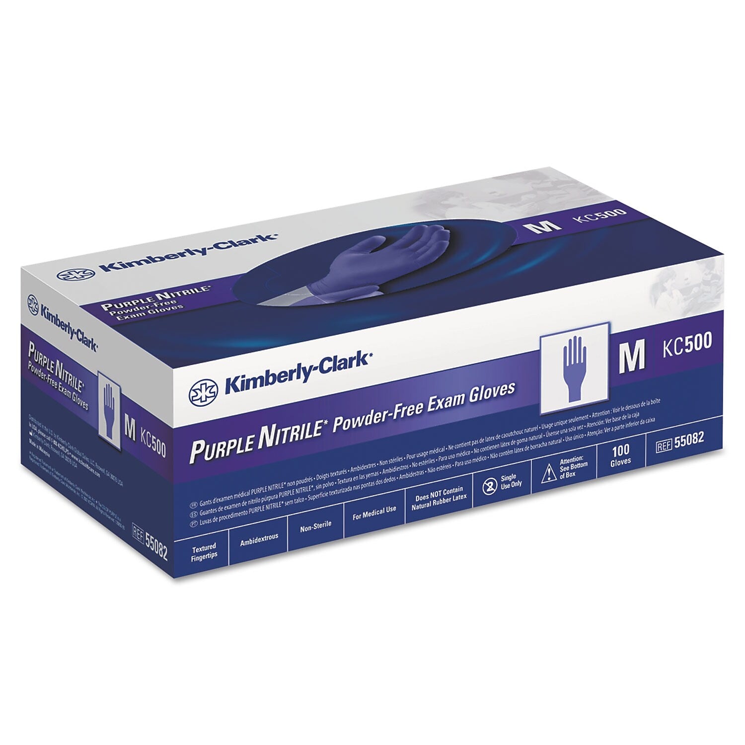 Kimtech Powder Free Nitrile Exam Gloves, Latex Free, Medium, Purple, 1000/Carton (55082)