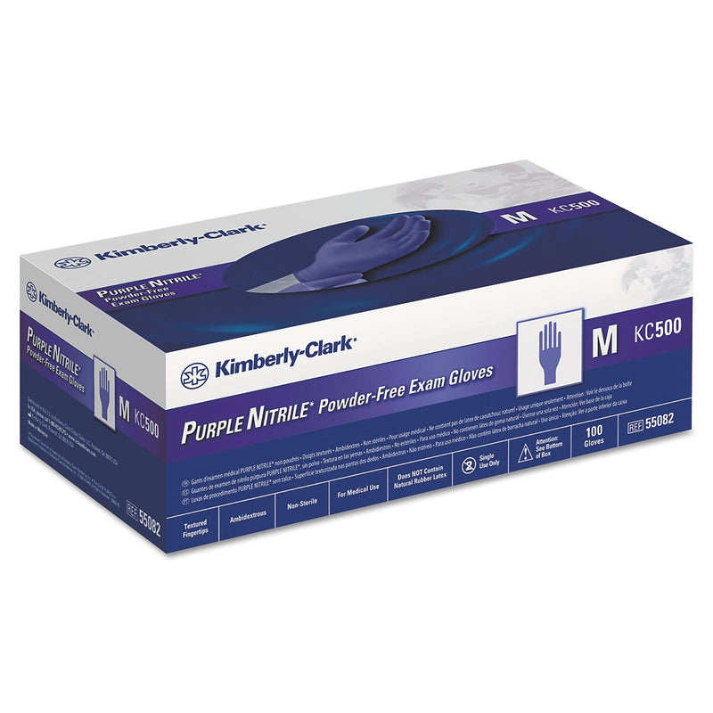 Kimtech Powder Free Nitrile Exam Gloves, Latex Free, Medium, Purple, 1000/Carton (55082)