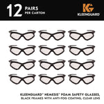 KleenGuard V30 Nemesis Foam Anti-Fog Safety Glasses, Over the Glasses/Wraparound, Clear Lens, 12/Carton (65335)