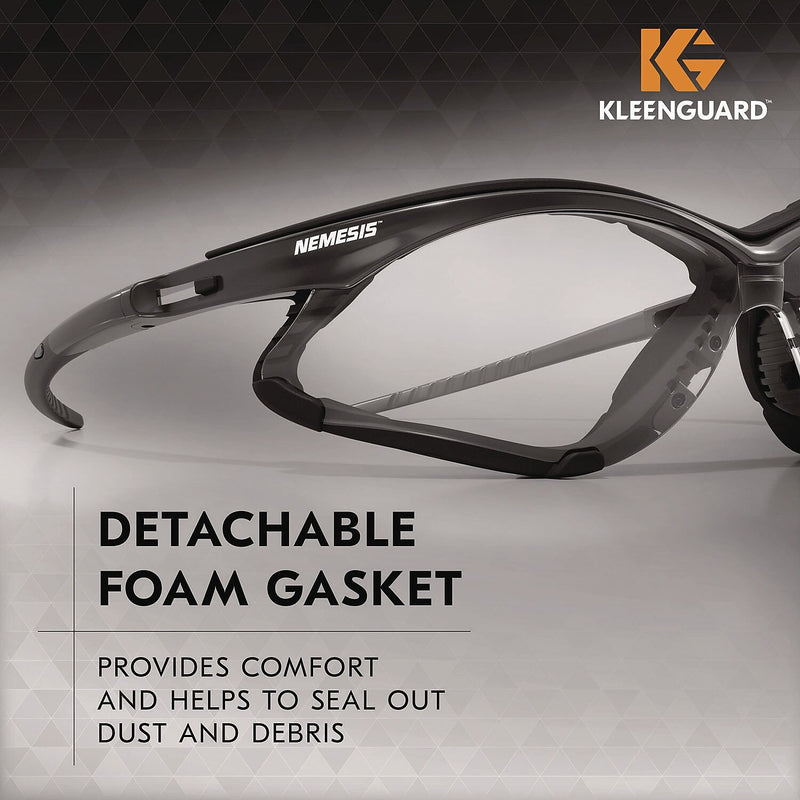 KleenGuard V30 Nemesis Foam Anti-Fog Safety Glasses, Over the Glasses/Wraparound, Clear Lens, 12/Carton (65335)
