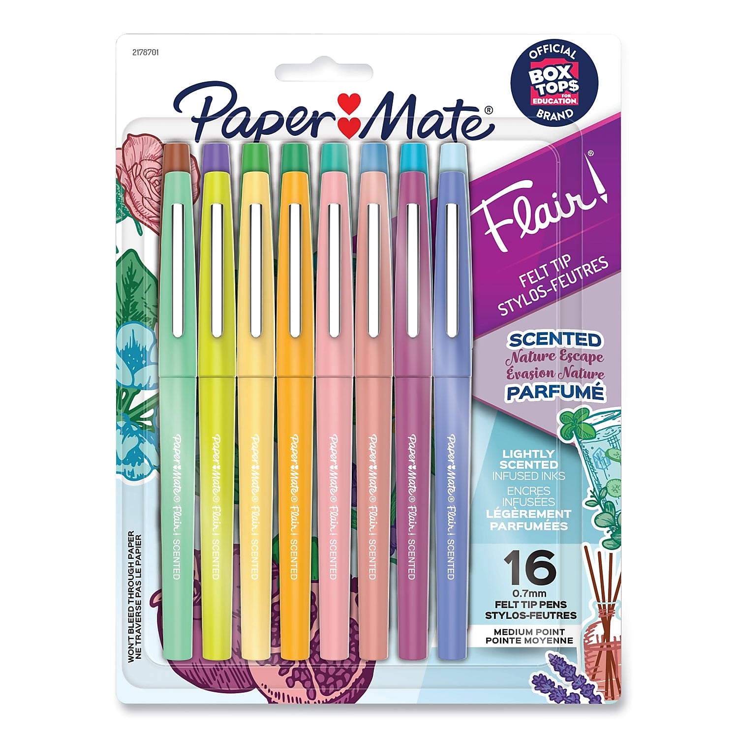 Paper Mate Flair Scented Porous Pen, Medium Point, 0.7mm, Assorted Ink, 16/Pack (2178701)