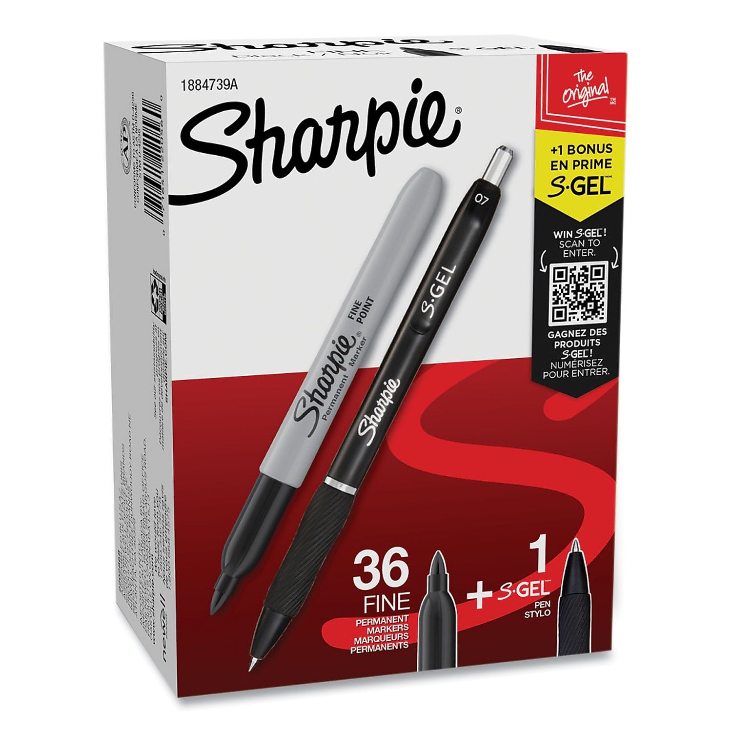 Sharpie Permanent Marker, Fine Tip, Black, 36/Pack (1884739)