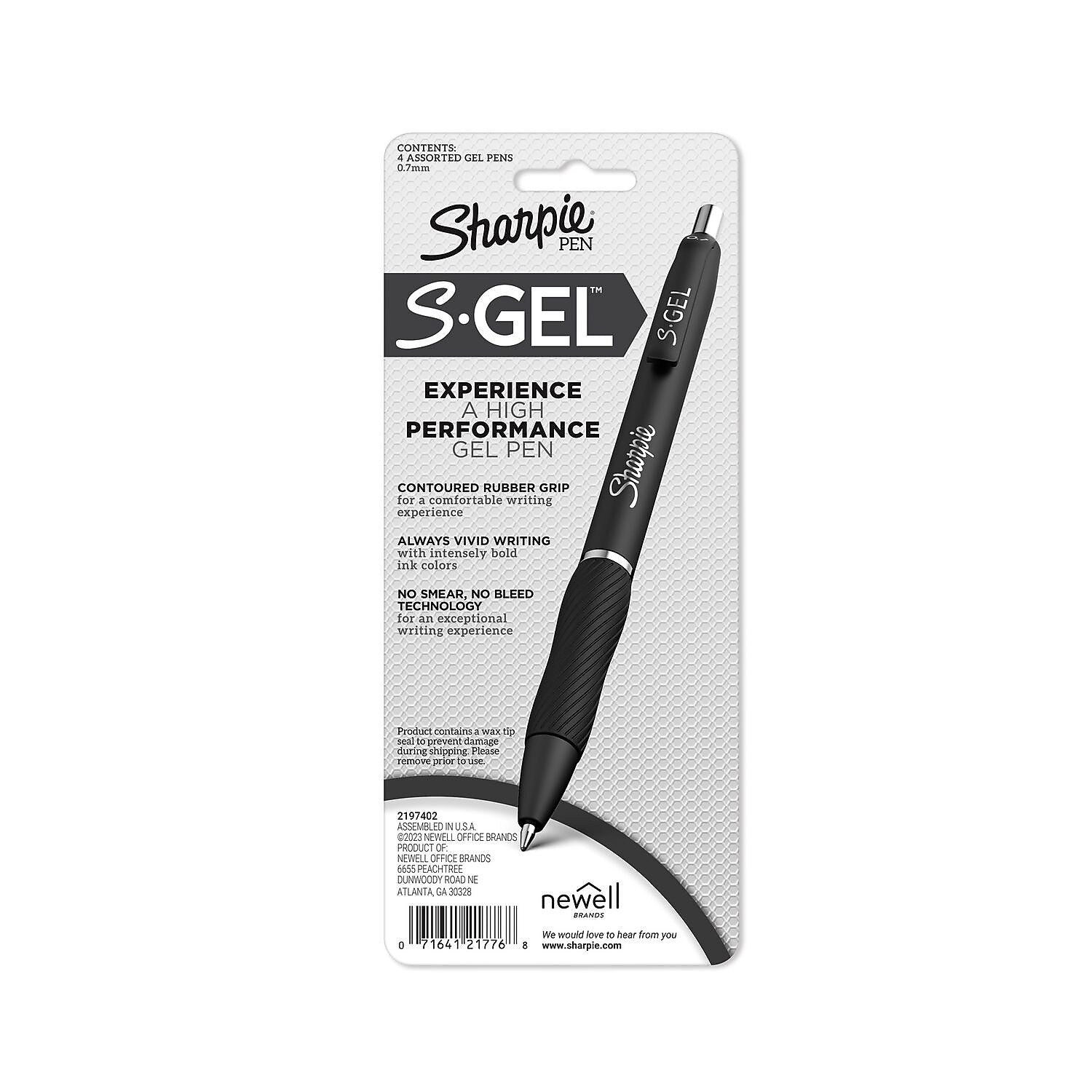 Sharpie S-Gel Fashion Retractable Gel Pen, Medium Point, 0.7mm, Assorted Ink, 4/Pack (2193947)