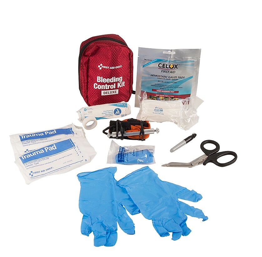 First Aid Only Bleeding Control Kit, Limb, Chest, & Torso Wounds, 16 Pieces (91060)