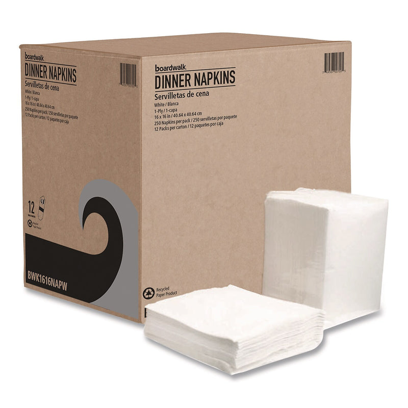 Boardwalk Napkin, 1-Ply, White, 1000/Carton (16X16LNAPW)