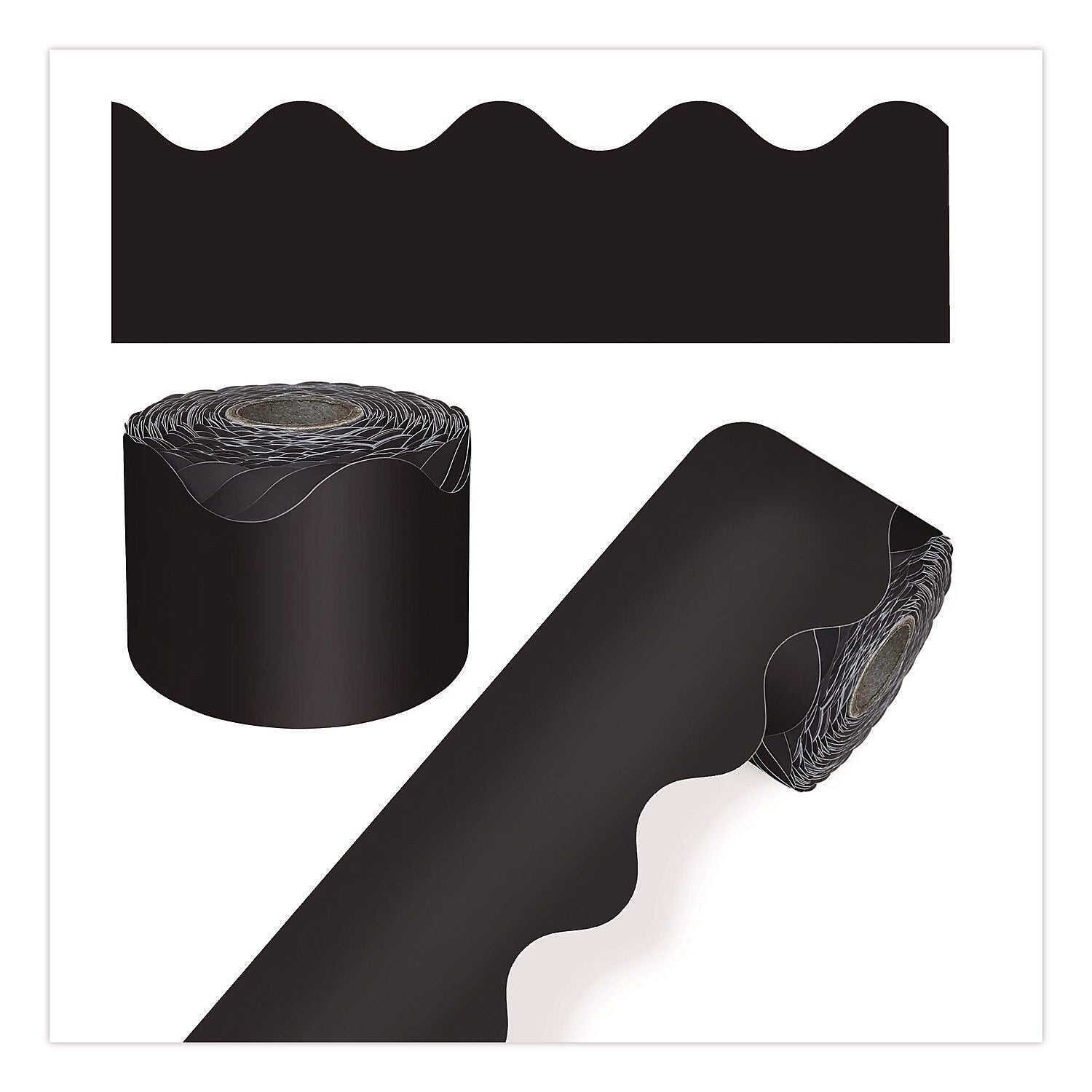 Carson-Dellosa Education Rolled Scalloped Border, 2.25" x 65 Ft., Black (108472)