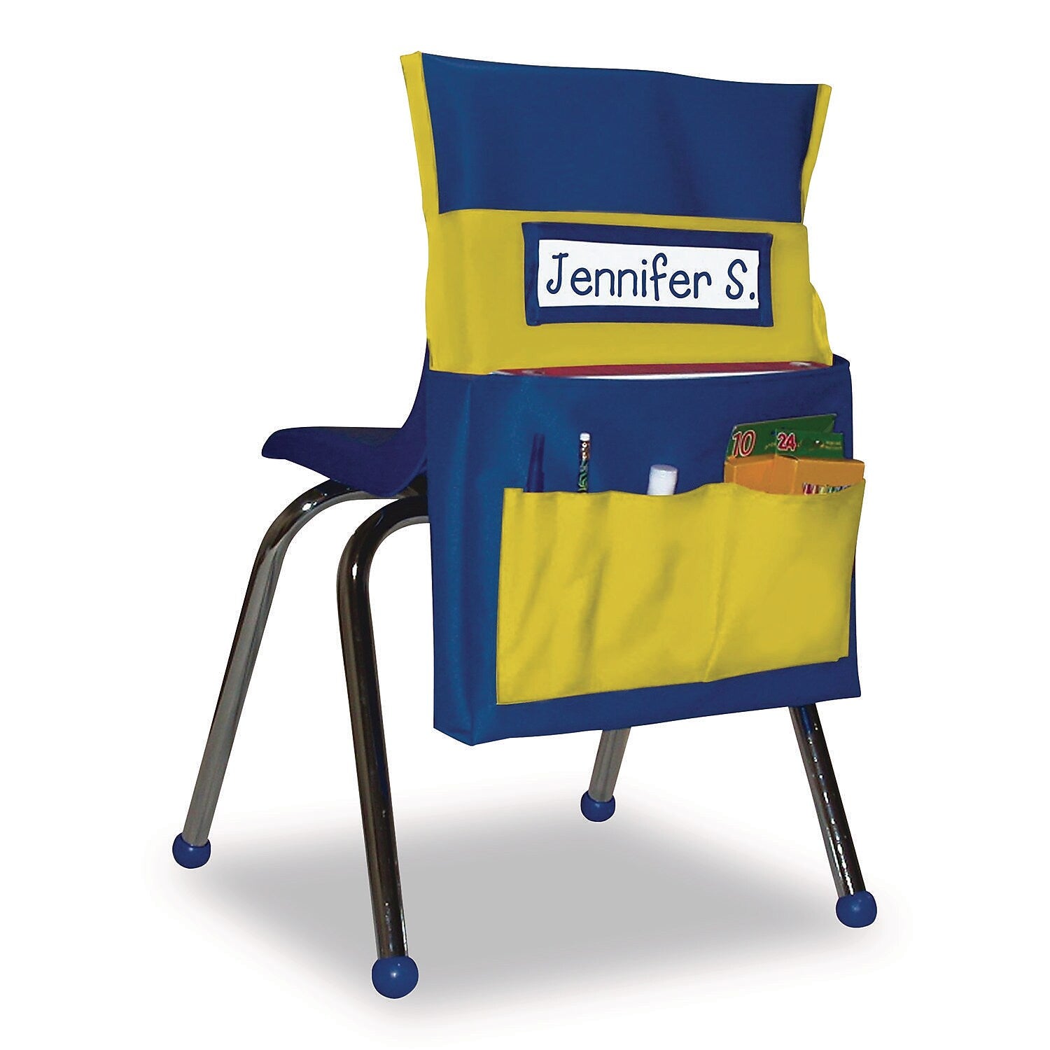Carson-Dellosa Chairback Buddy Polyester Seat Storage x 15" x 1.5", Blue/Yellow (CDP158036)