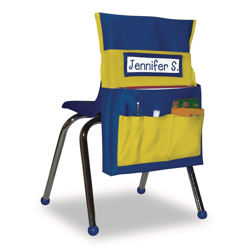 Carson-Dellosa Chairback Buddy Polyester Seat Storage x 15" x 1.5", Blue/Yellow (CDP158036)
