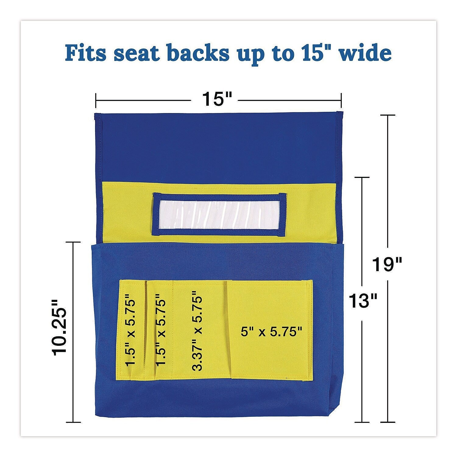 Carson-Dellosa Chairback Buddy Polyester Seat Storage x 15" x 1.5", Blue/Yellow (CDP158036)