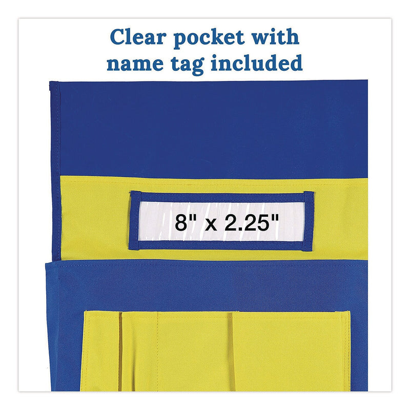 Carson-Dellosa Chairback Buddy Polyester Seat Storage x 15" x 1.5", Blue/Yellow (CDP158036)