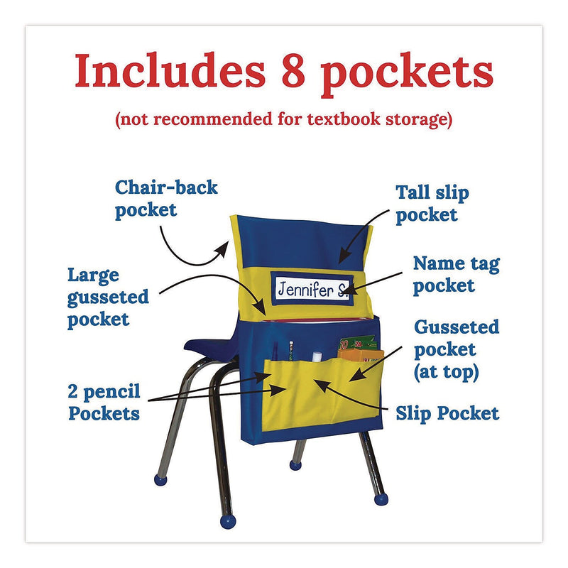 Carson-Dellosa Chairback Buddy Polyester Seat Storage x 15" x 1.5", Blue/Yellow (CDP158036)