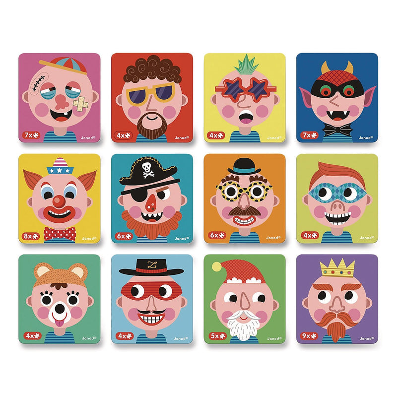 Janod Magneti'books Boy's Crazy Faces Puzzle Book (J02716)