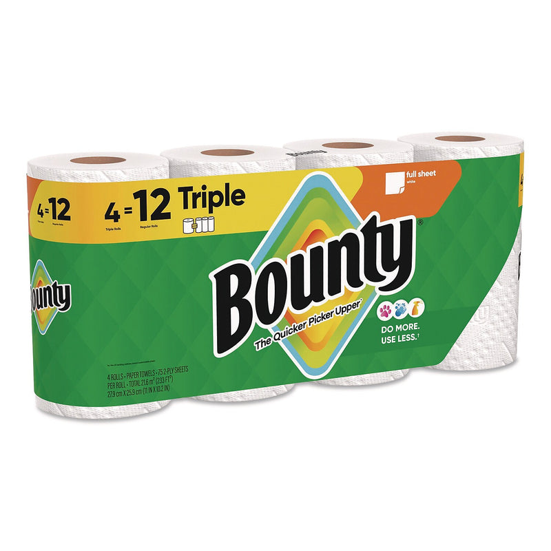 Bounty Triple Paper Towels, 2-Ply, 75 Sheets/Roll, 4 Rolls/Pack, 6 Packs/Carton (80799708)