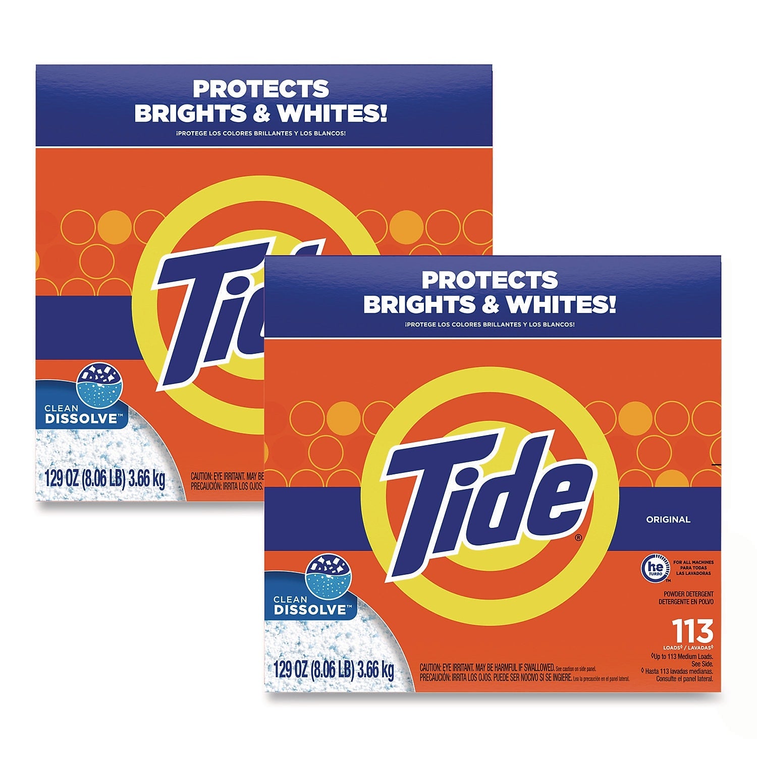 Tide HE Powder Laundry Detergent, Original Scent, 80 Loads, 129 oz., 2/Carton (80811557)