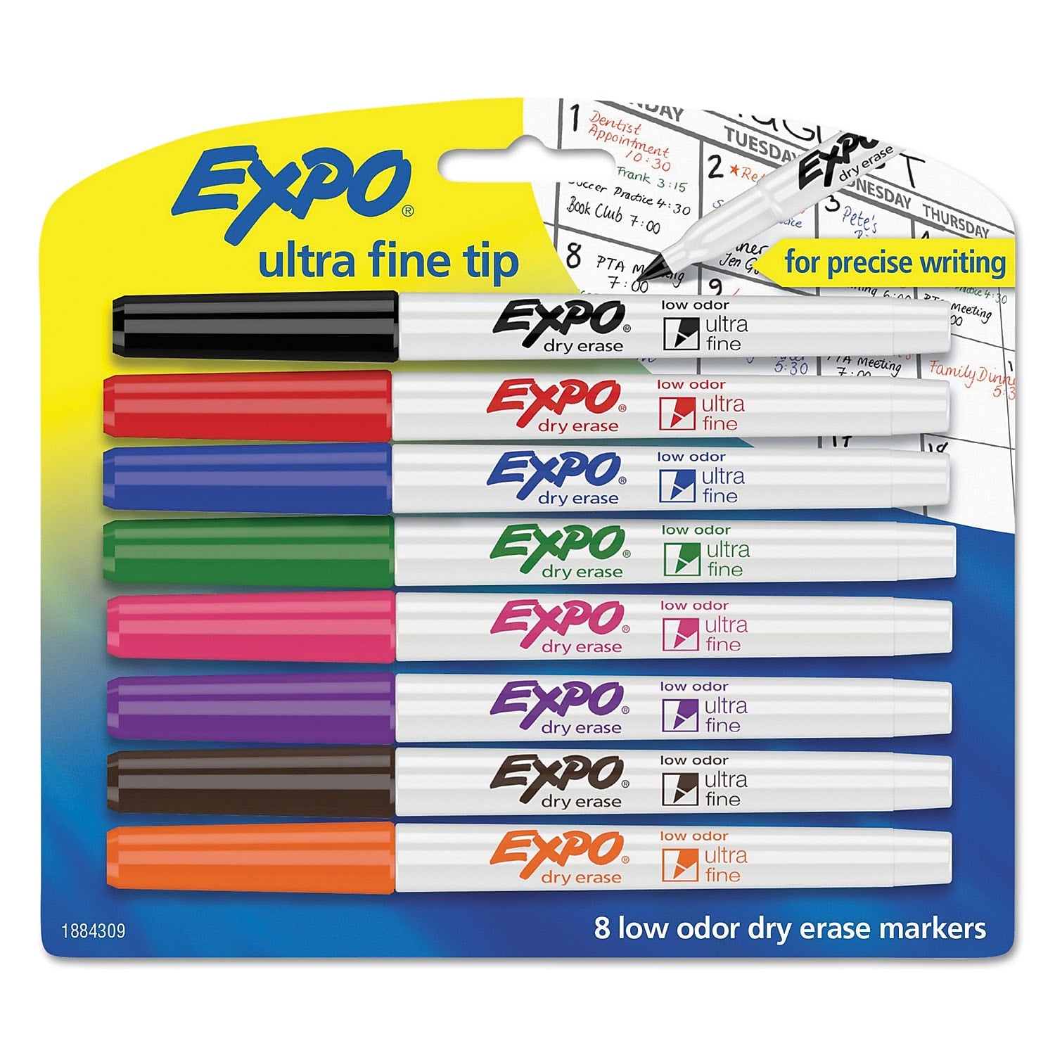 Expo Dry Erase Marker, Extra Fine Tip, Assorted Colors, 8/Pack (1884309A)