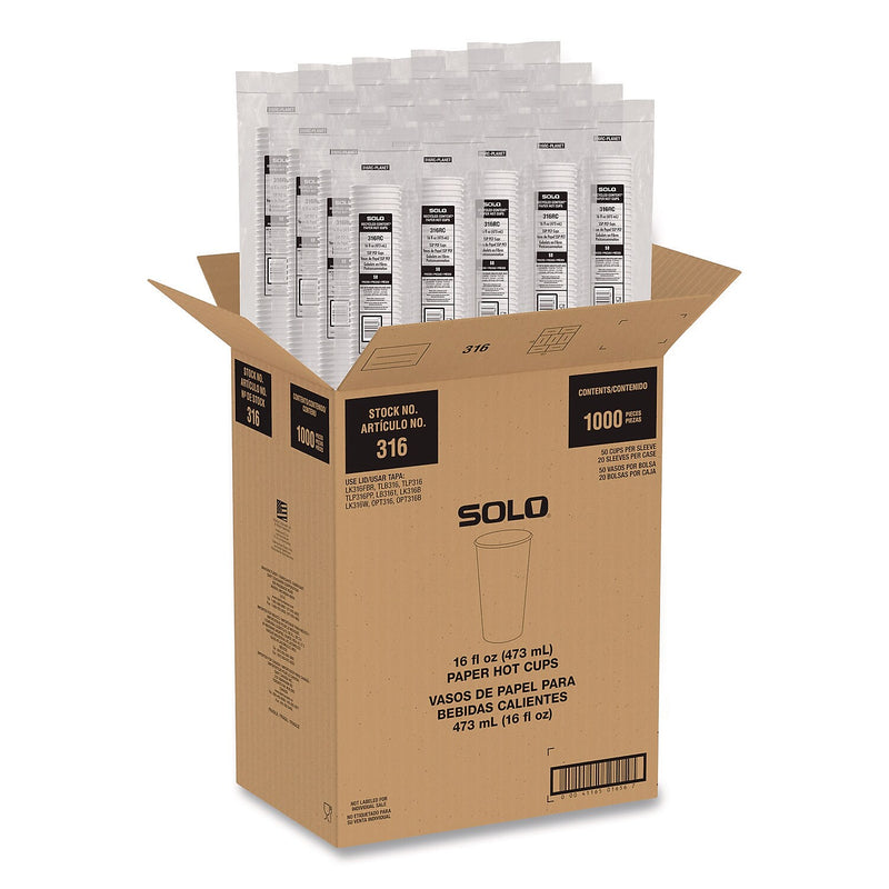 SOLO ProPlanet Paper Hot Cups, 16 oz., White/Blue, 1000/Carton (316RC-PLANET)
