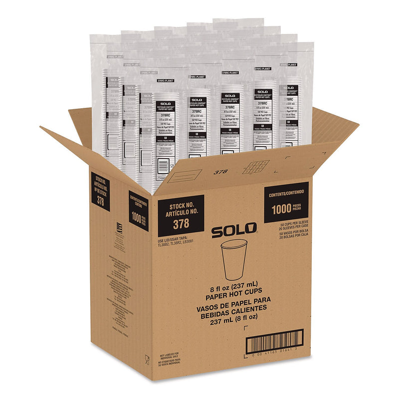 SOLO ProPlanet Paper Hot Cups, 8 oz., White/Blue, 1000/Carton (378RC-PLANET)