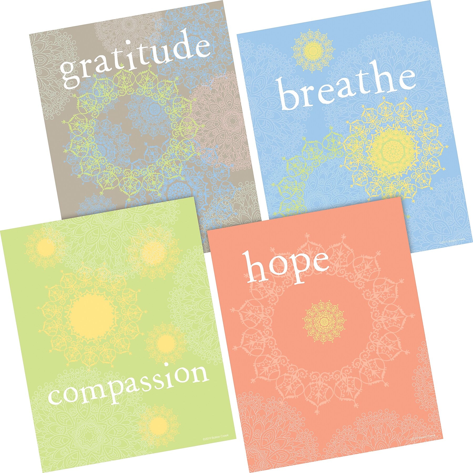 Barker Creek Art Print Set 8" x 10" Mindfulness, Multi-Design, 4/set (BC3112)
