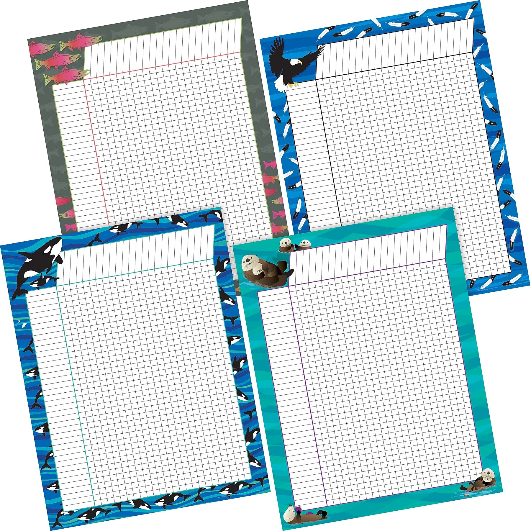 Barker Creek Sea & Sky Incentive Chart Set, 17" x 22", Multicolored, 4/Set (500)
