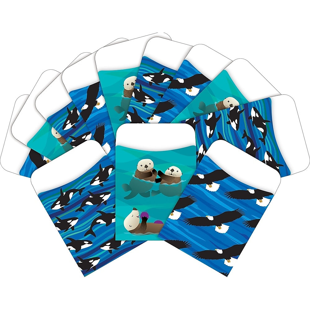 Barker Creek Sea & Sky Peel & Stick Library Pockets, 5.125" x 3.5", 30/Pack (1277)