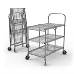 Luxor 3-Shelf Metal Mobile Utility Cart with Swivel Wheels, Chrome (WSCC-3)