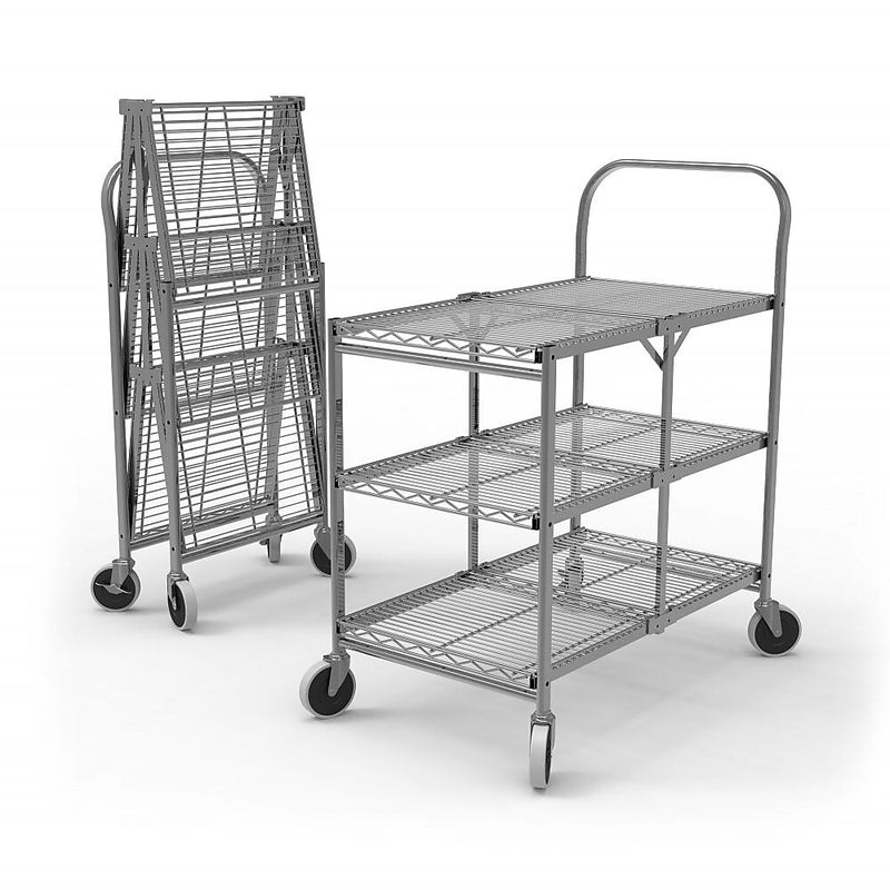 Luxor 3-Shelf Metal Mobile Utility Cart with Swivel Wheels, Chrome (WSCC-3)