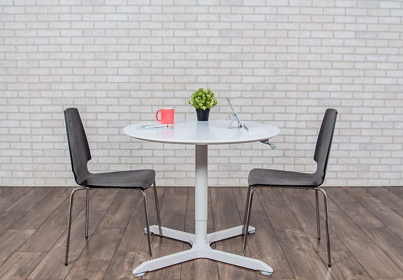 Luxor 36" Round Height Adjustable Café Table, White (LX-PNADJ-36RD)