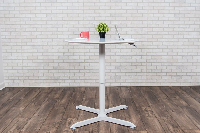 Luxor 36" Round Height Adjustable Café Table, White (LX-PNADJ-36RD)