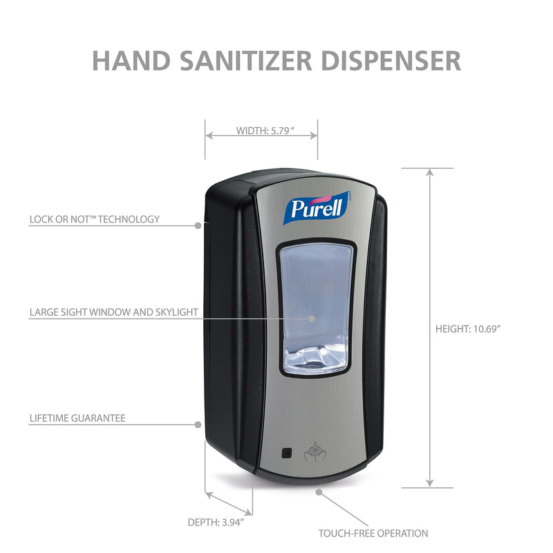 PURELL LTX 12 Automatic Wall Mounted Hand Sanitizer Dispenser, Chrome/Black (1928-04)