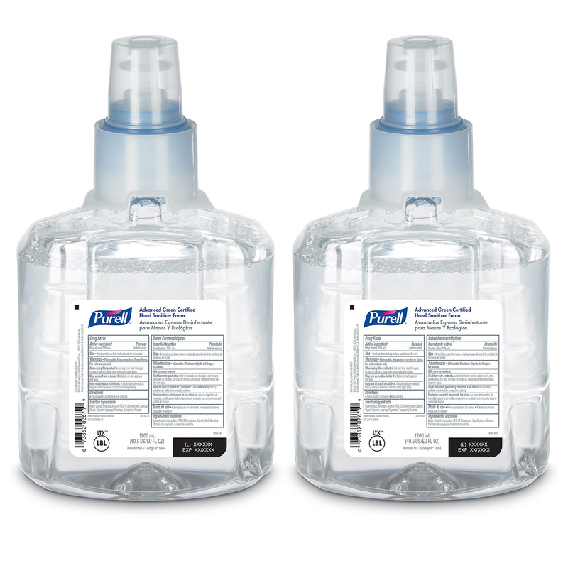 PURELL Advanced Foaming Hand Sanitizer Refill for LTX-12 Dispenser, 1200 mL, 2/Pack (1904-02)