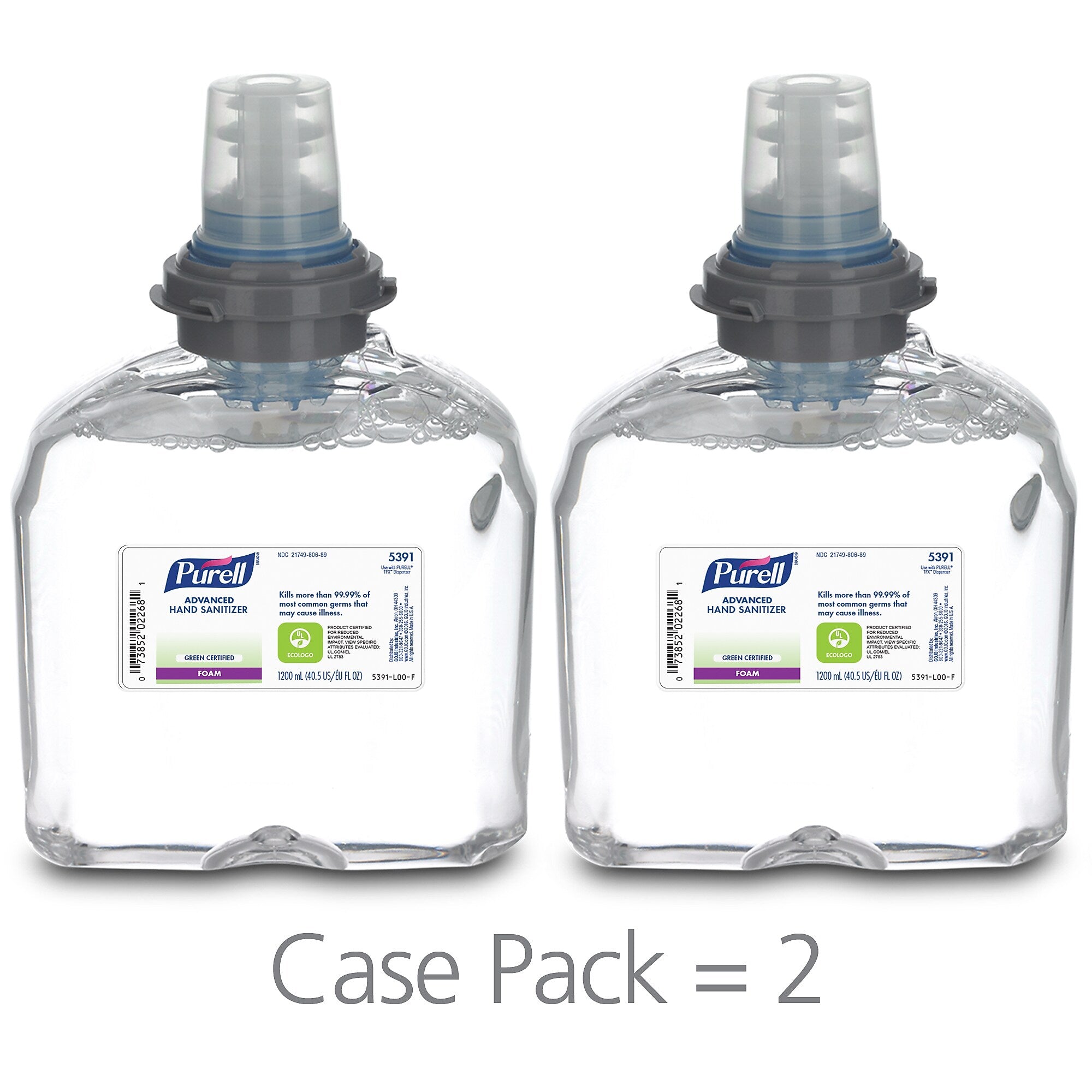 PURELL Advanced 70% Alcohol Foaming Hand Sanitizer Refill for TFX, 1200 mL., 2/Carton (5391-02)