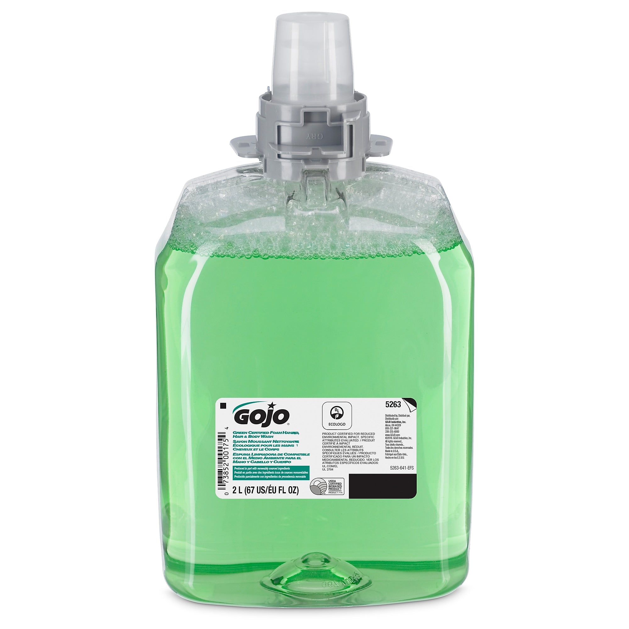 GOJO Foam Hand, Hair & Body Wash Refill for FMX 20 Dispenser, Cucumber Melon Scent, 67.6 oz., 2/Carton (5263-02)