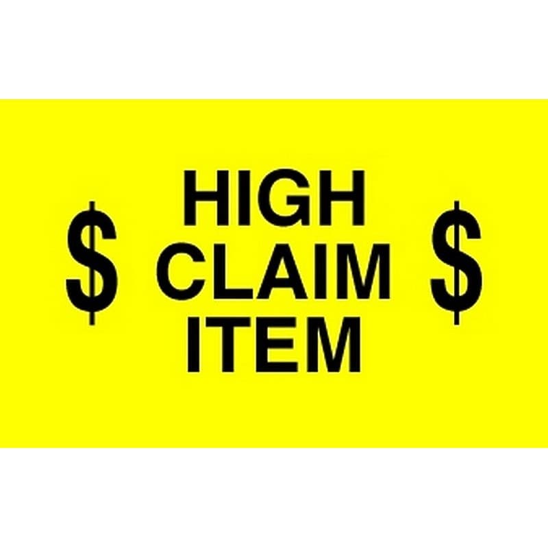 Decker Tape HIGH CLAIM ITEM Special Handling Labels, 3" x 5", 500/Roll (DL2443)