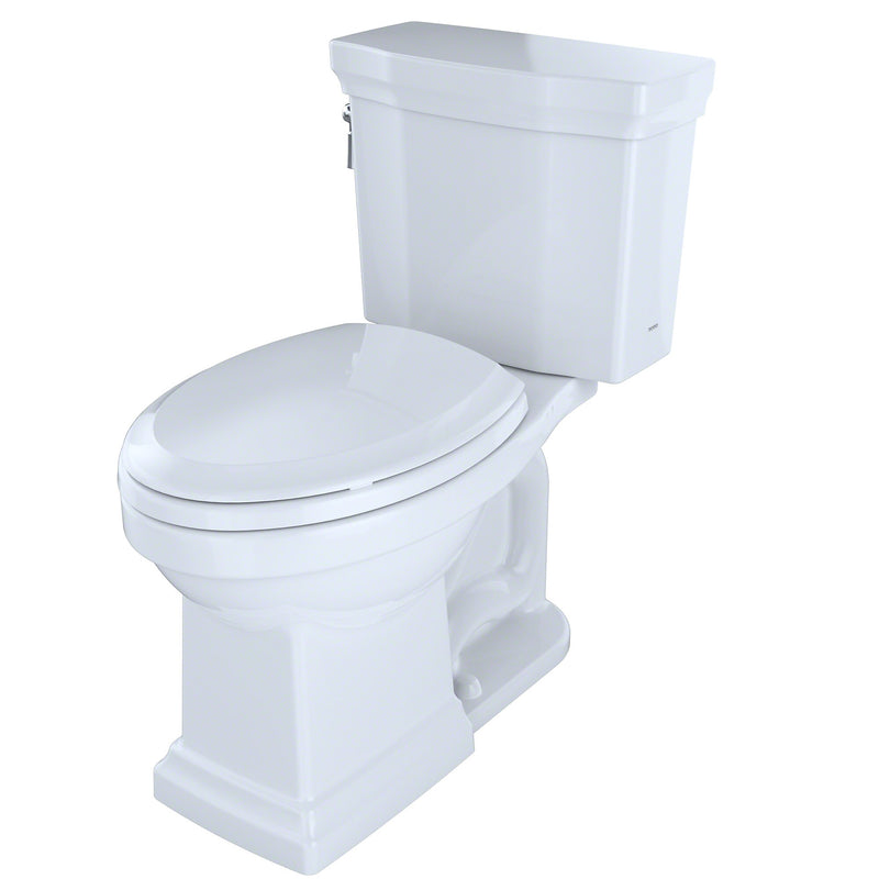 Toto Promenade II Two-Piece Elongated 1.28 GPF Universal Height Toilet with CeFiONtect, Cotton White - CST404CEFG#01