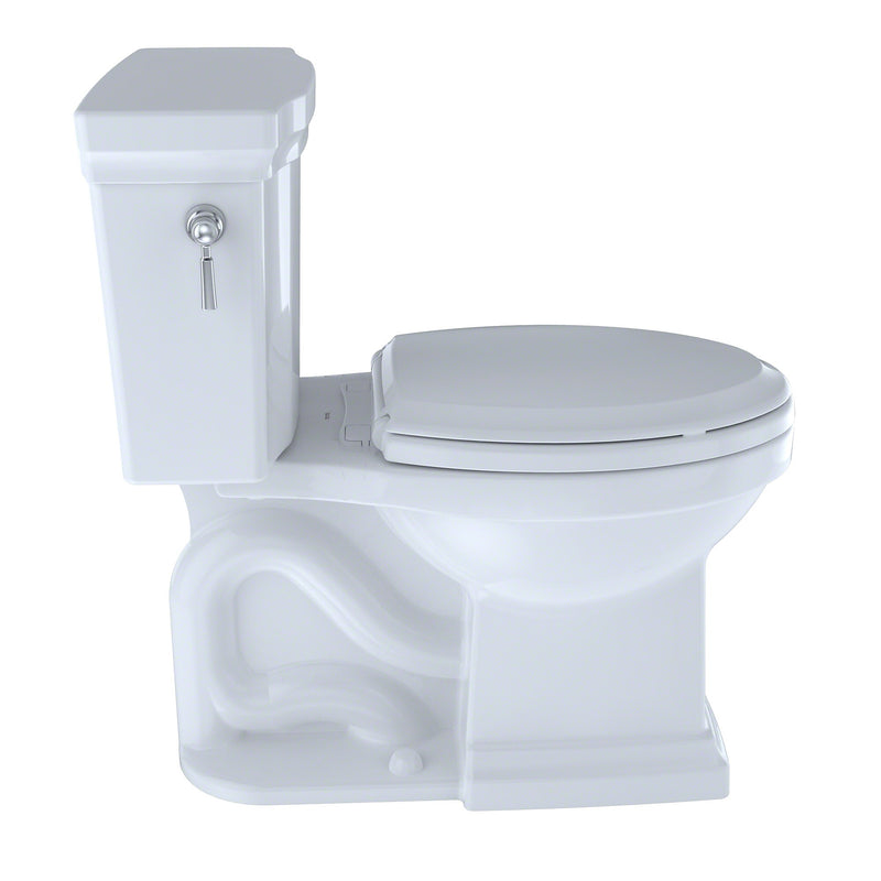 Toto Promenade II Two-Piece Elongated 1.28 GPF Universal Height Toilet with CeFiONtect, Cotton White - CST404CEFG#01