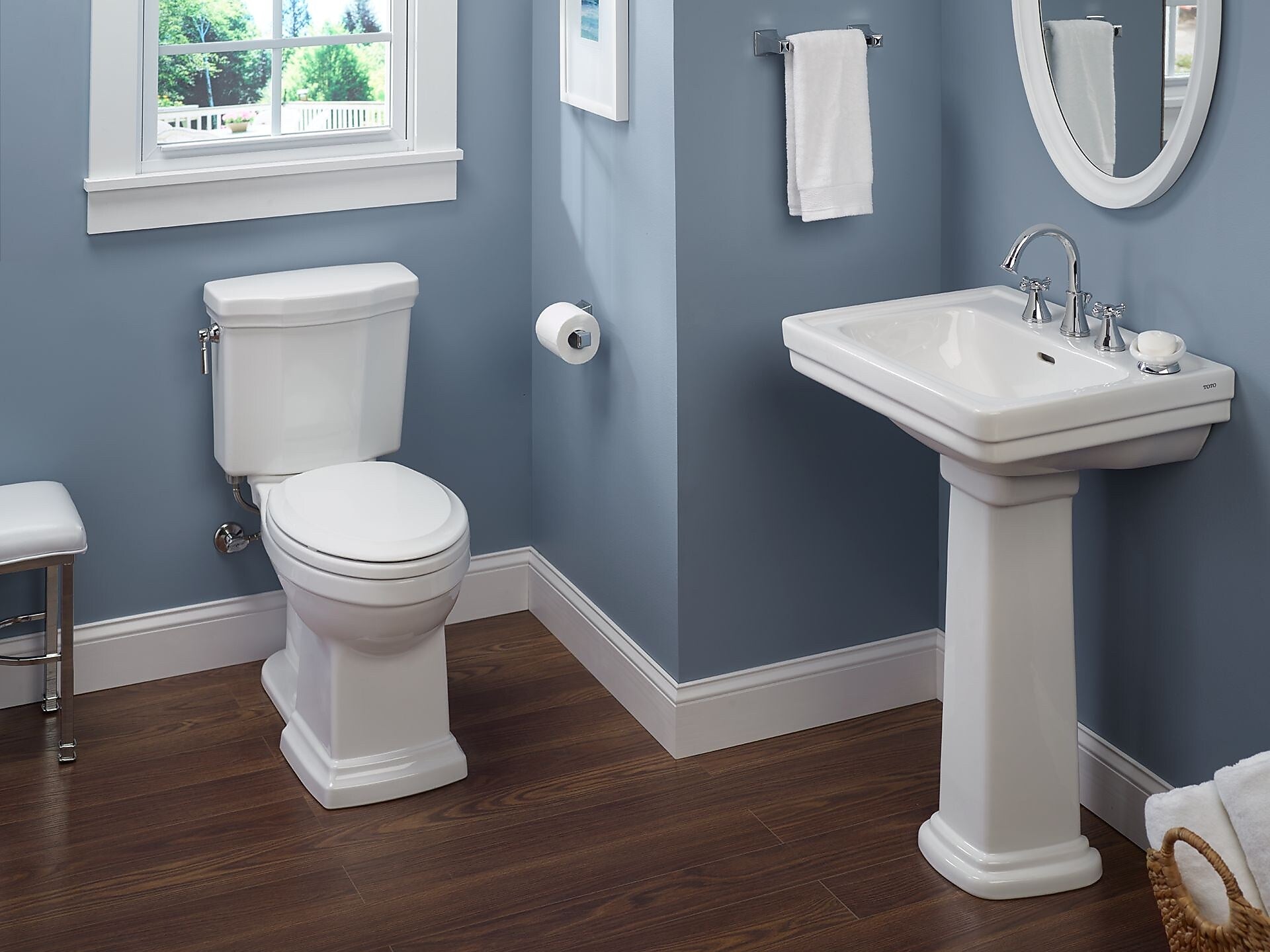 Toto Promenade II Two-Piece Elongated 1.28 GPF Universal Height Toilet with CeFiONtect, Cotton White - CST404CEFG#01