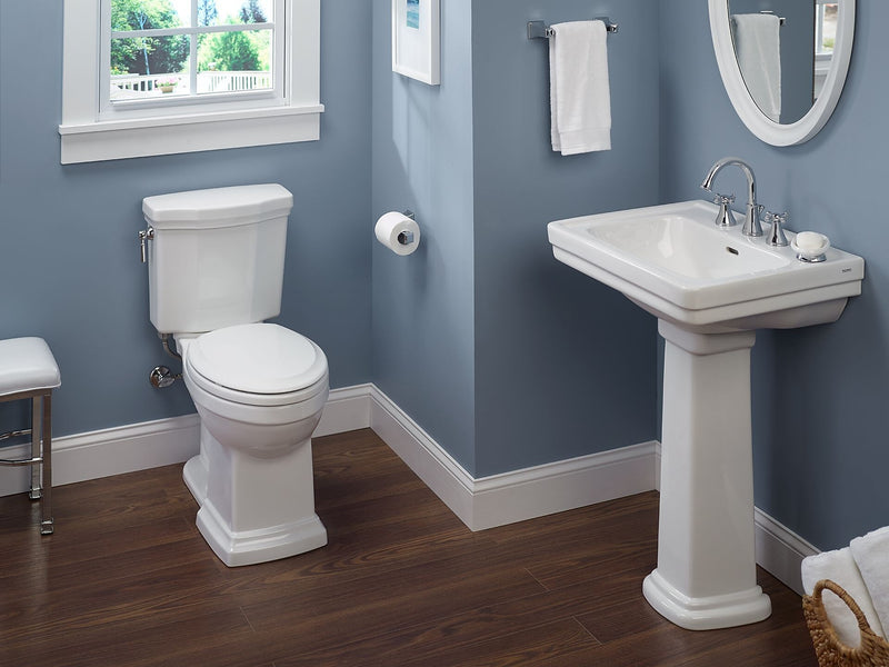 Toto Promenade II Two-Piece Elongated 1.28 GPF Universal Height Toilet with CeFiONtect, Cotton White - CST404CEFG#01
