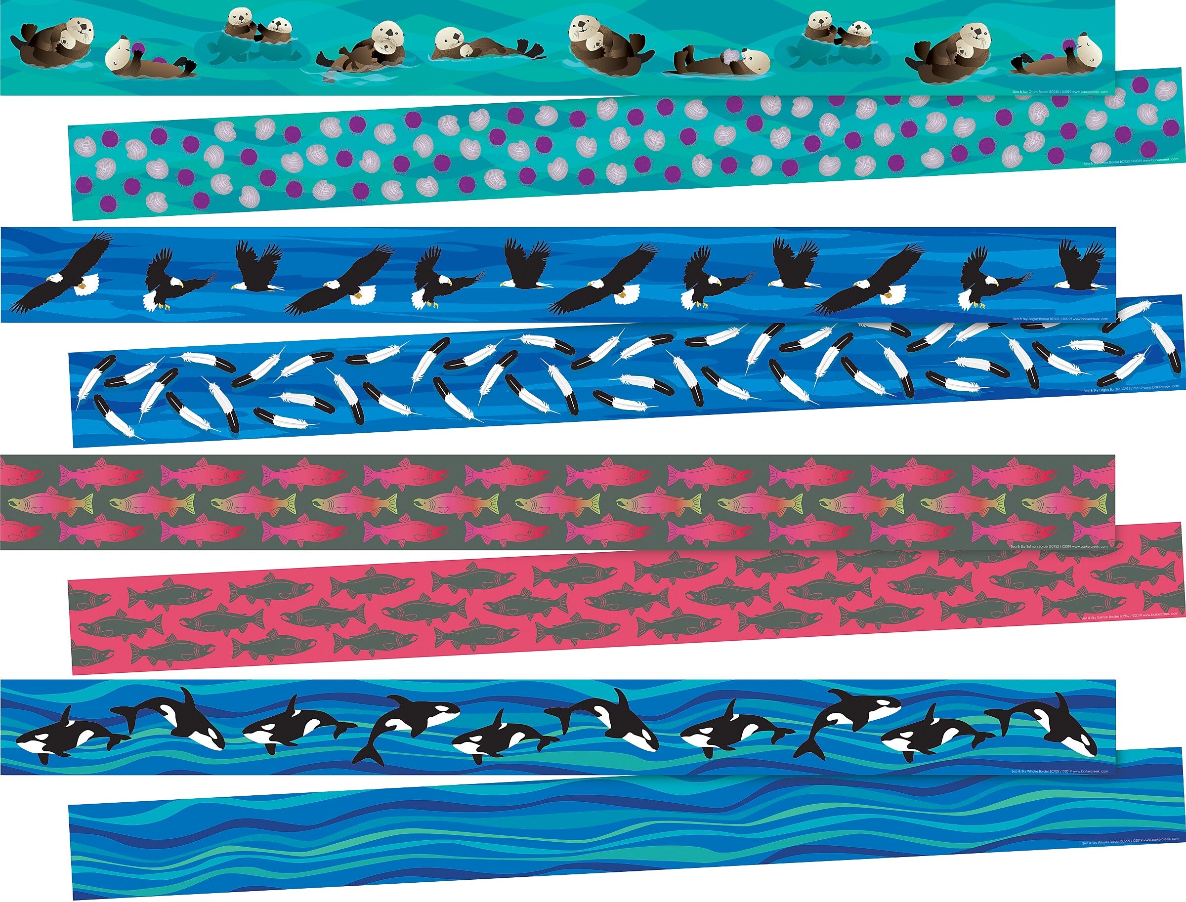 Barker Creek Double-Sided Border Set, 35" x 3", Sea & Sky, 4 designs, 48/Set (3865)