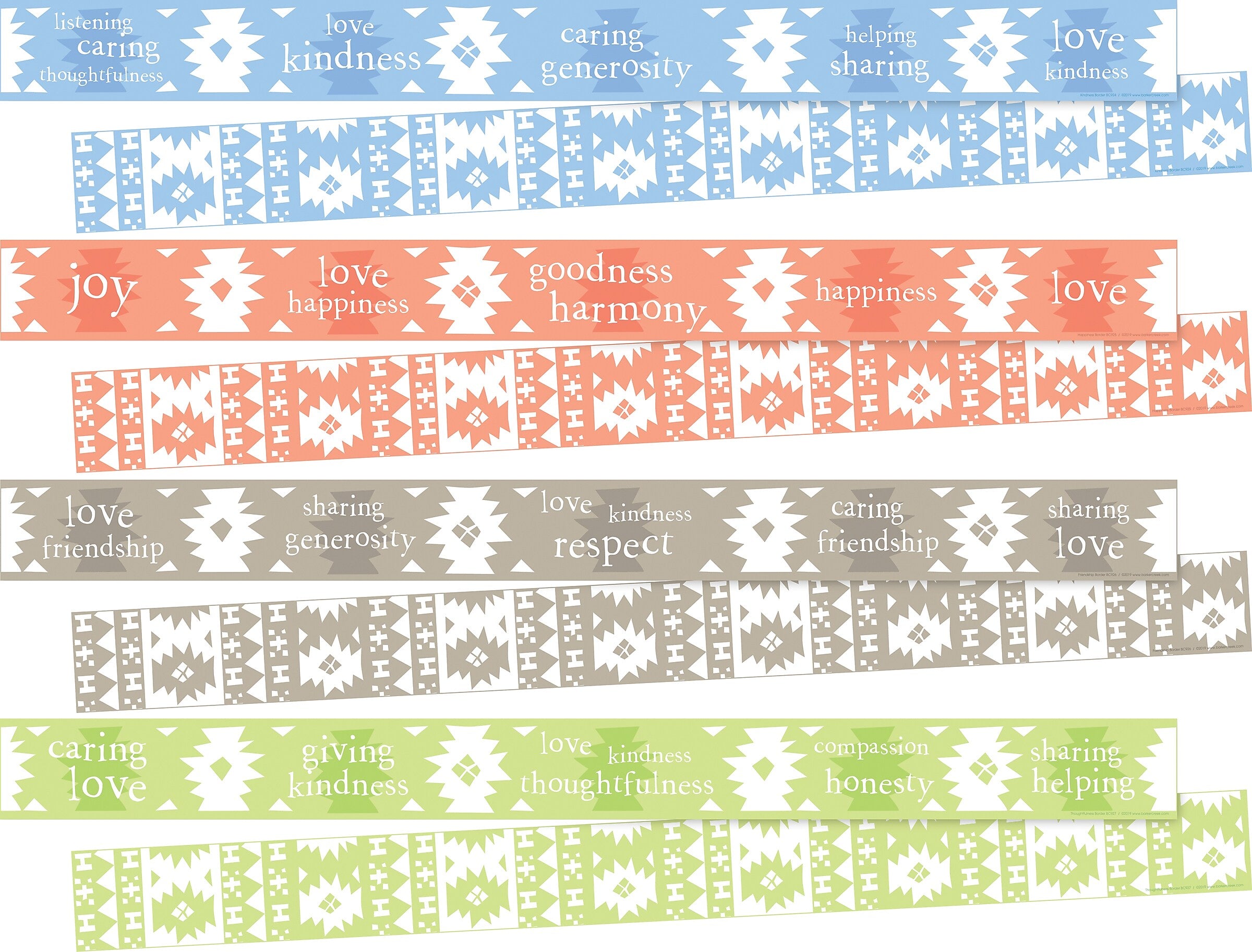Barker Creek Double-Sided Border Set, 35" x 3", Celebrate Thoughtfulness, 4 designs, 48/Set (BC3867)