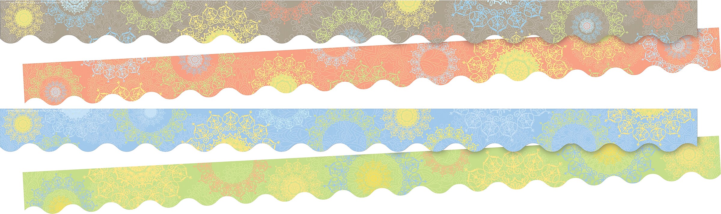 Barker Creek Double-Sided Scalloped Border Set, 35" x 3", Celebrate Mindfulness, 2 designs, 24/Set (BC3868)