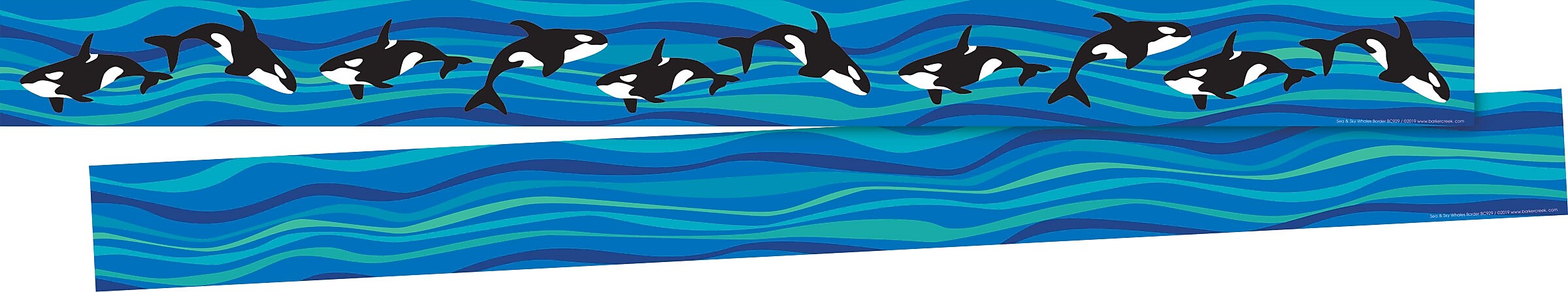 Barker Creek Double-Sided Border, 35" x 3", Whales, 12/Pack (929)