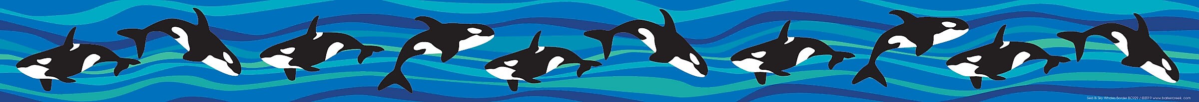 Barker Creek Double-Sided Border, 35" x 3", Whales, 12/Pack (929)