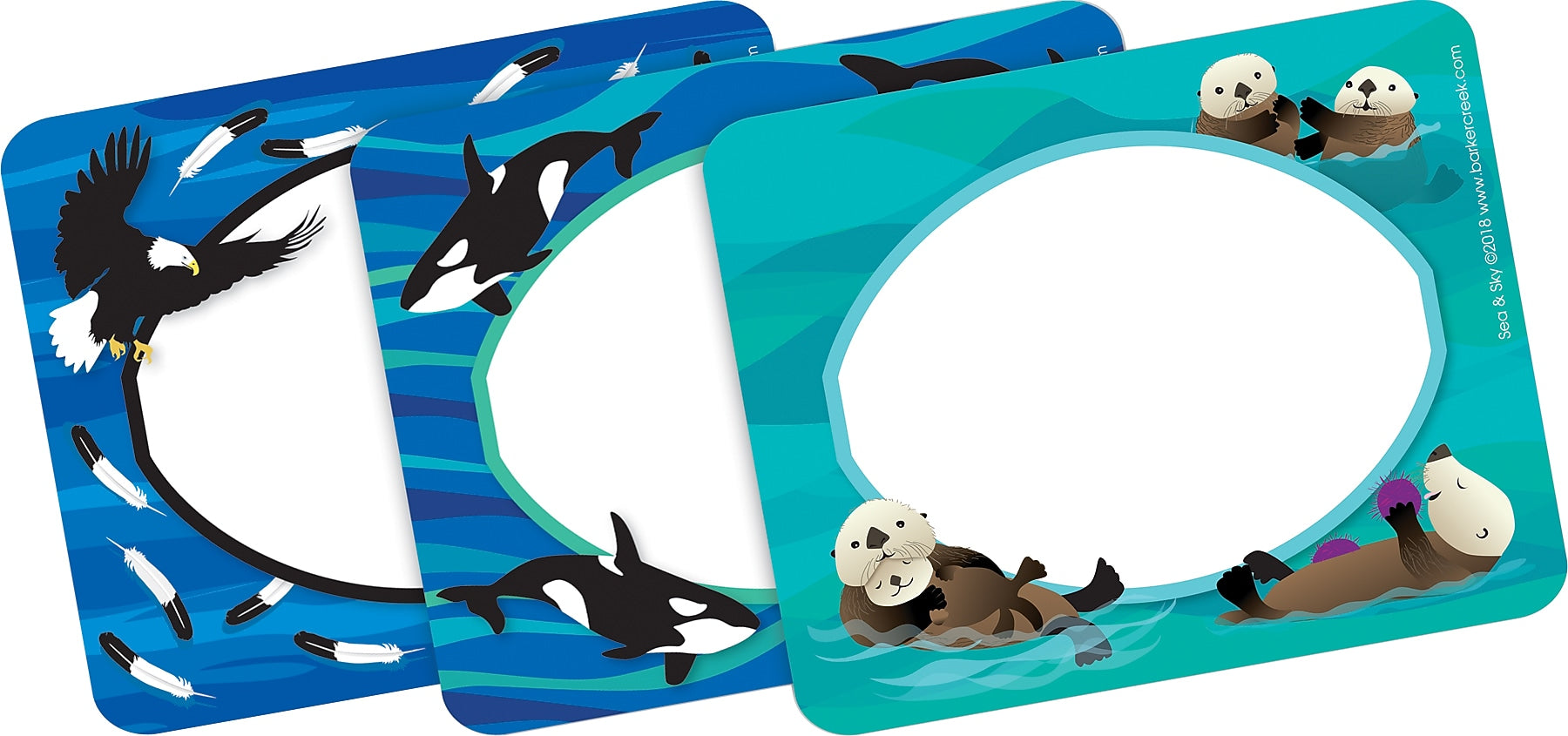 Barker Creek Self-adhesive Sea & Sky School Name Tags, 2.75" x 3.5", 45/Pack (1549)