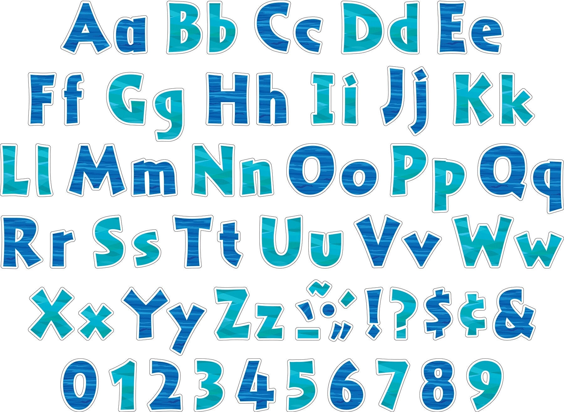 Barker Creek Sea & Sky  4" Letters and Numbers, Multicolored, 255/Pack (1726)