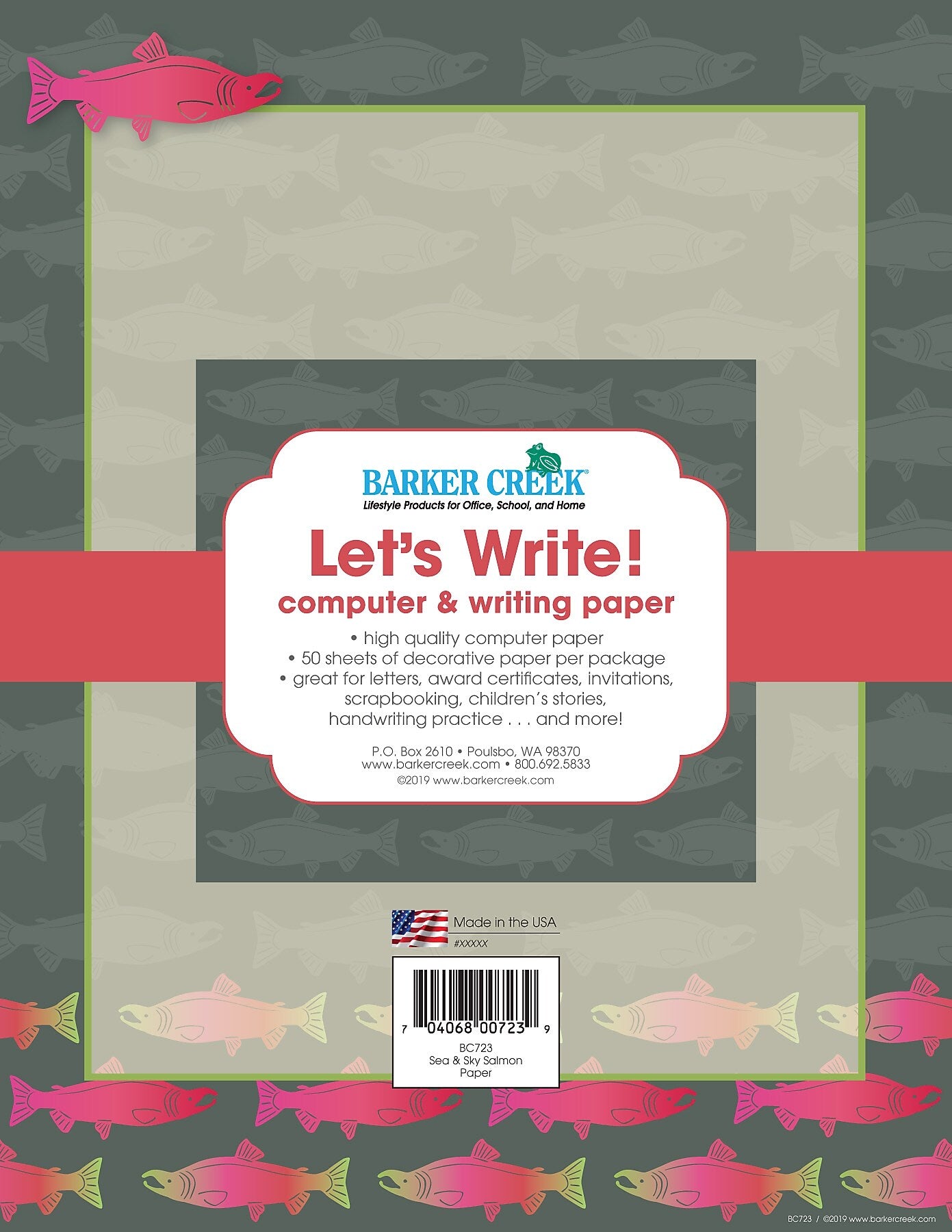 Barker Creek Sea & Sky Computer Paper, 8.5" x 11", 60 lbs., Multicolored, 50 Sheets/Pack (BC723)