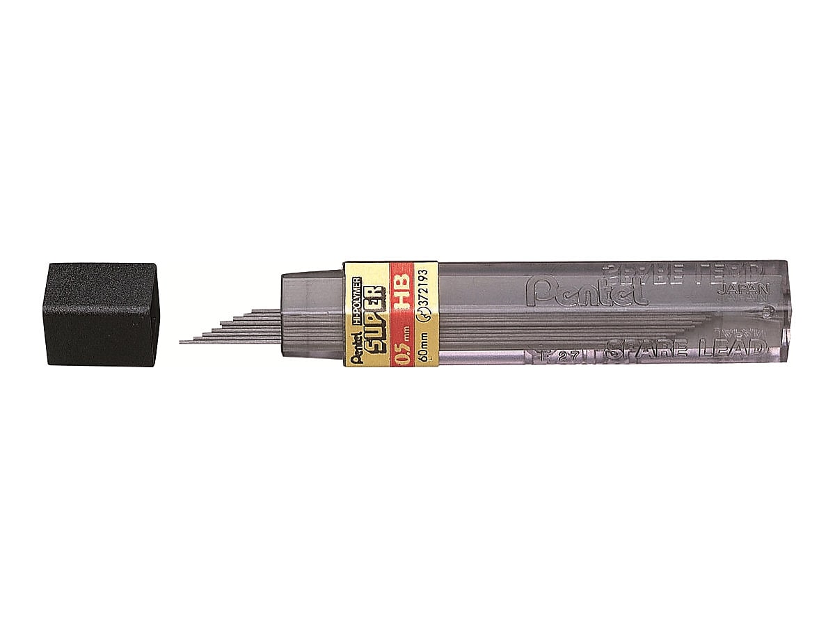 Pentel Super Hi-Polymer Lead Refill, 0.5mm, 12/Leads (C505-HB)