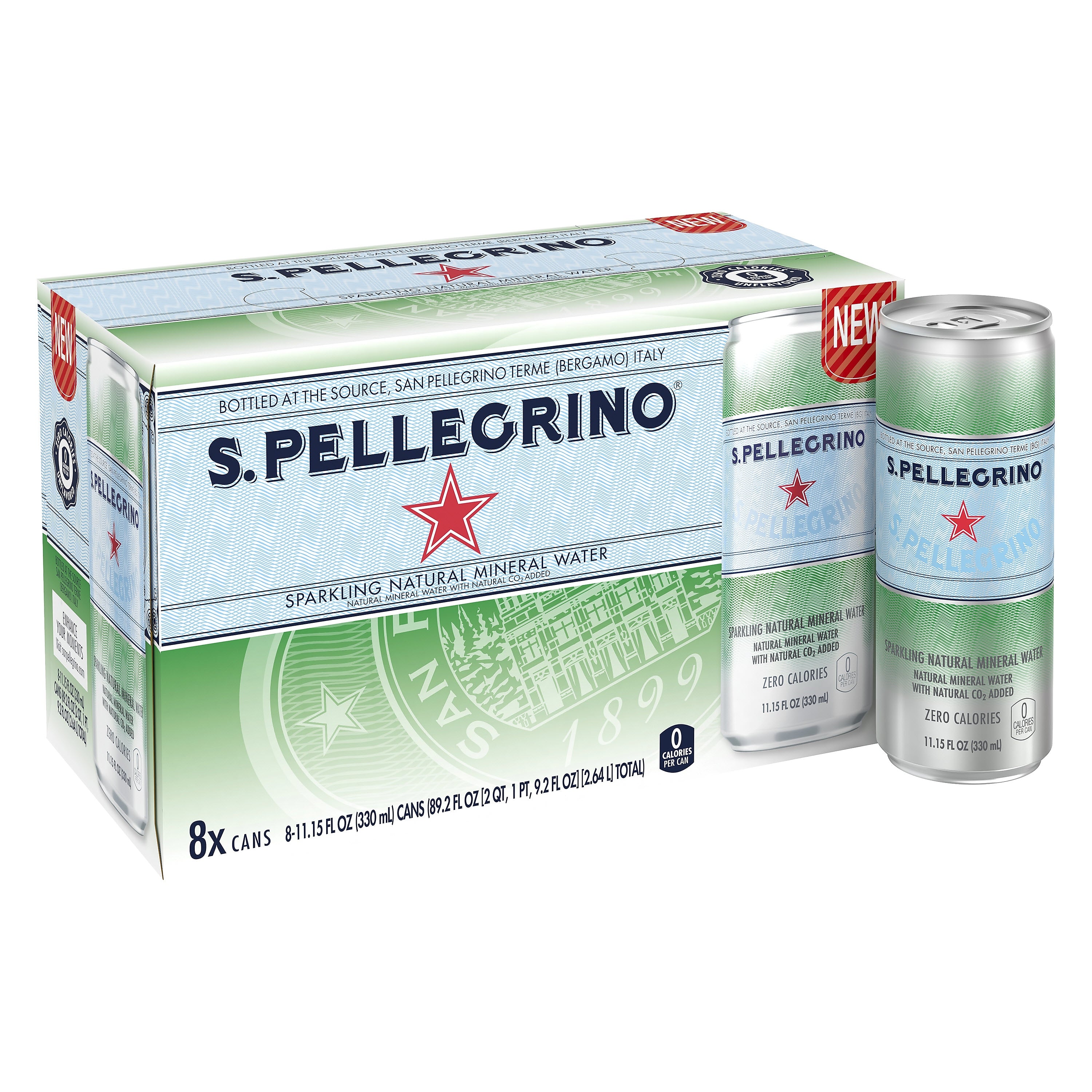 S.Pellegrino Sparkling Natural Mineral Water, 11.15 oz., 8/Pack (12394227)